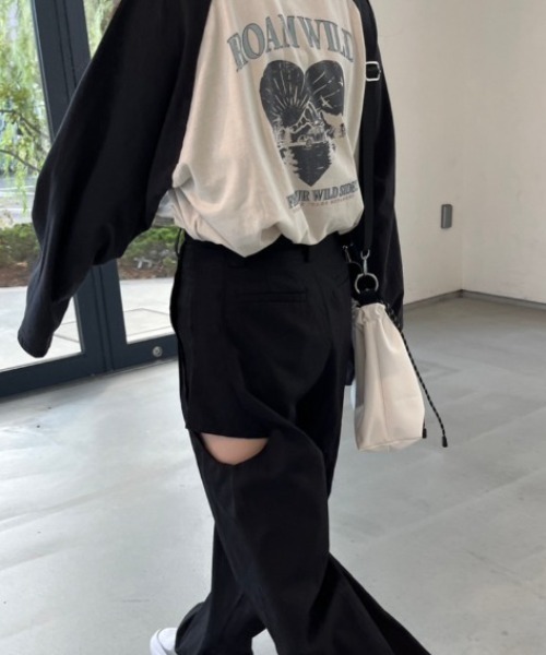 nemne store(ネンネストア)の「【低身長サイズあり】アソートラグランプリントロンT(Tシャツ/カットソー・レディース・スミクロ/クリーム/ブラック/オートミール/ネイビー・MEDIUM/SMALL)」の10枚目の写真