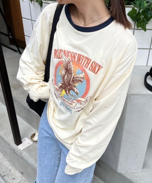 nemne store(ネンネストア)の「【低身長サイズあり】アソートラグランプリントロンT(Tシャツ/カットソー・レディース・スミクロ/クリーム/ブラック/オートミール/ネイビー・MEDIUM/SMALL)」の20枚目の写真