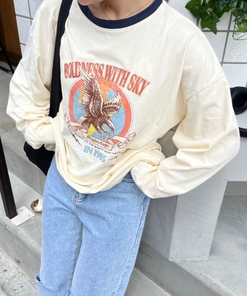 nemne store(ネンネストア)の「【低身長サイズあり】アソートラグランプリントロンT(Tシャツ/カットソー・レディース・スミクロ/クリーム/ブラック/オートミール/ネイビー・MEDIUM/SMALL)」の22枚目の写真