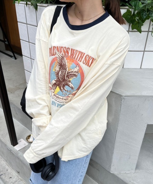 nemne store(ネンネストア)の「【低身長サイズあり】アソートラグランプリントロンT(Tシャツ/カットソー・レディース・スミクロ/クリーム/ブラック/オートミール/ネイビー・MEDIUM/SMALL)」の21枚目の写真