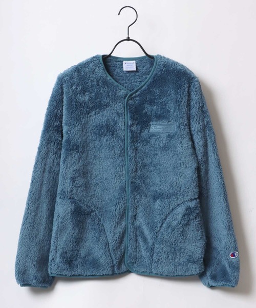 Champion(チャンピオン)の「Champion/チャンピオン Sherpa Fleece Snap Jacket/シェルパフリース ロゴ ワンポイント刺繍 スナップ ノーカラージャケット/ボアジャケット/ブルゾン レディース(ノーカラージャケット・レディース・ネイビー/オフホワイト/ブルー/ブラック・M/L)」の7枚目の写真