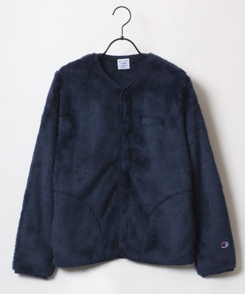 Champion(チャンピオン)の「Champion/チャンピオン Sherpa Fleece Snap Jacket/シェルパフリース ロゴ ワンポイント刺繍 スナップ ノーカラージャケット/ボアジャケット/ブルゾン レディース(ノーカラージャケット・レディース・ネイビー/オフホワイト/ブルー/ブラック・M/L)」の8枚目の写真