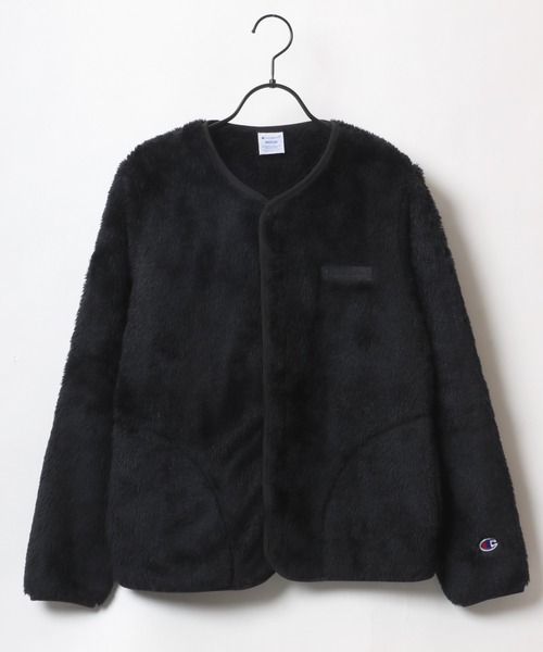 Champion(チャンピオン)の「Champion/チャンピオン Sherpa Fleece Snap Jacket/シェルパフリース ロゴ ワンポイント刺繍 スナップ ノーカラージャケット/ボアジャケット/ブルゾン レディース(ノーカラージャケット・レディース・ネイビー/オフホワイト/ブルー/ブラック・M/L)」の6枚目の写真