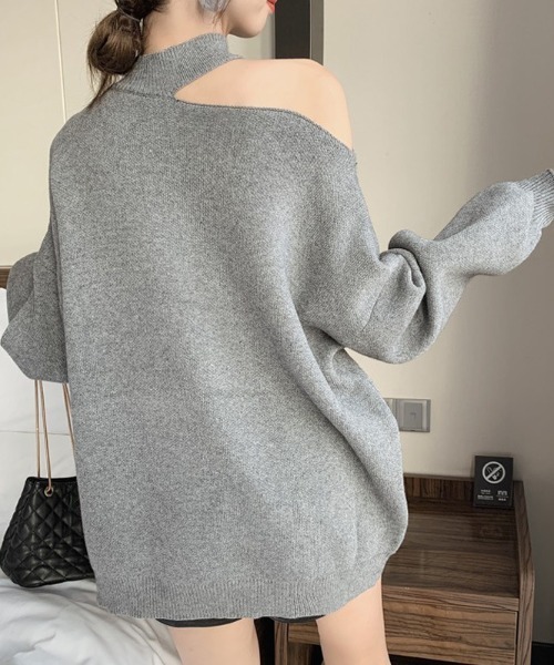 gossip！ロサンゼルス（ゴシップロサンゼルス）の「ワンショルダーカットアウトニット（ニット/セーター・レディース・グレー/ブラウン/オフホワイト/ブラック・FREE）」の10枚目の写真