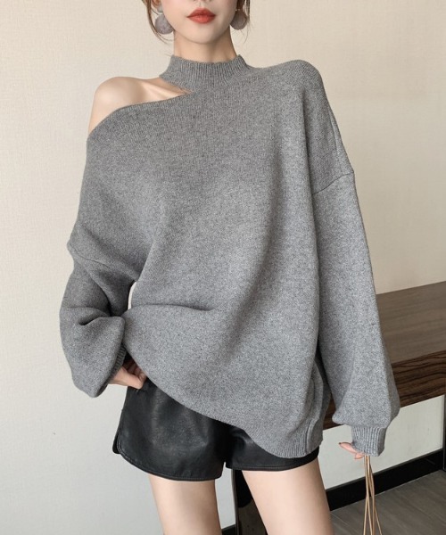 gossip！ロサンゼルス（ゴシップロサンゼルス）の「ワンショルダーカットアウトニット（ニット/セーター・レディース・グレー/ブラウン/オフホワイト/ブラック・FREE）」の22枚目の写真