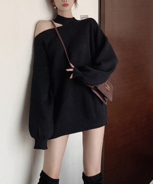 gossip！ロサンゼルス（ゴシップロサンゼルス）の「ワンショルダーカットアウトニット（ニット/セーター・レディース・グレー/ブラウン/オフホワイト/ブラック・FREE）」の18枚目の写真