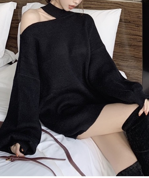 gossip！ロサンゼルス（ゴシップロサンゼルス）の「ワンショルダーカットアウトニット（ニット/セーター・レディース・グレー/ブラウン/オフホワイト/ブラック・FREE）」の19枚目の写真