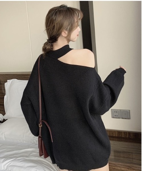 gossip！ロサンゼルス（ゴシップロサンゼルス）の「ワンショルダーカットアウトニット（ニット/セーター・レディース・グレー/ブラウン/オフホワイト/ブラック・FREE）」の16枚目の写真