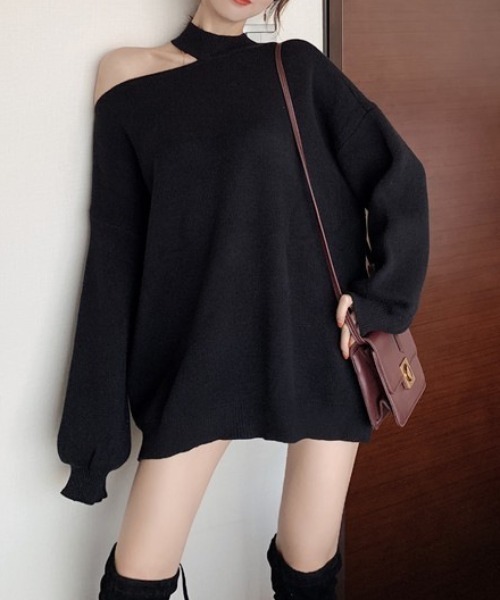 gossip！ロサンゼルス（ゴシップロサンゼルス）の「ワンショルダーカットアウトニット（ニット/セーター・レディース・グレー/ブラウン/オフホワイト/ブラック・FREE）」の15枚目の写真