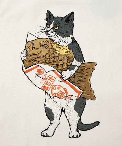 猫 Tシャツ go slow caravan ゴースローキャラバン タイ焼き go slow caravan 超ヘビー USA/C たい焼き 猫 ロングスリーブ