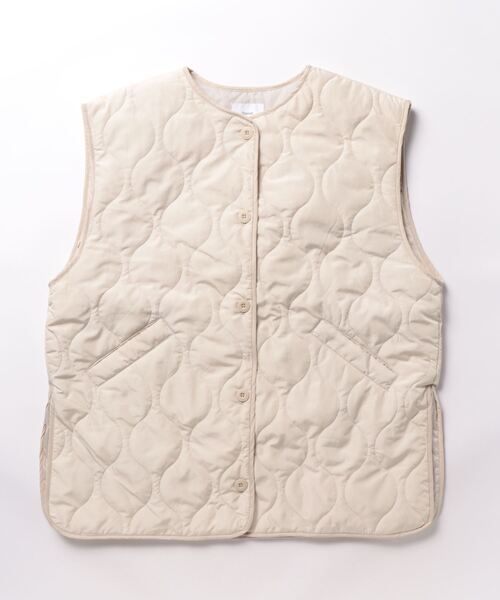 DISCOAT（ディスコート）の「【WEB限定】袖取り外し2WAYキルトジャケット（ブルゾン・レディース・アイボリー/ブラック/カーキ・MEDIUM）」の6枚目の写真