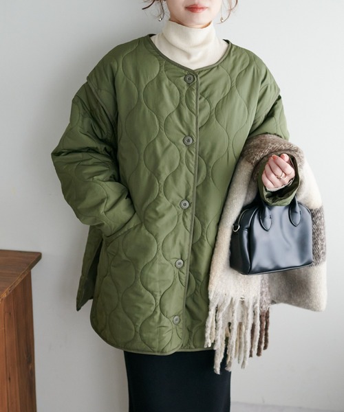 DISCOAT（ディスコート）の「【WEB限定】袖取り外し2WAYキルトジャケット（ブルゾン・レディース・アイボリー/ブラック/カーキ・MEDIUM）」の22枚目の写真