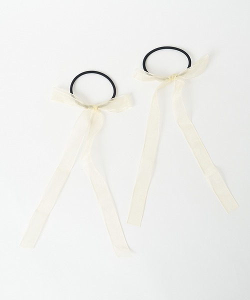 WEGO（ウィゴー）の「WEGO/【2点セット】ロングリボンゴム（ヘアゴム・レディース・ブラウン/ピンク/ブラック/ワイン/オフホワイト/サックスブルー/ブラック系その他/その他2/その他1/その他3/その他4/グレー系その他2/グリーン系その他2/レッド系その他2・FREE）」の16枚目の写真