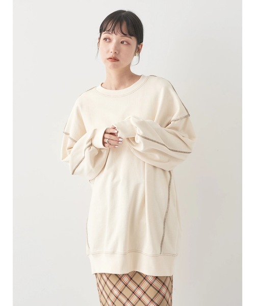 earth music&ecology(アースミュージックアンドエコロジー)の「配色ルーズスウェット(スウェット・レディース・グリーン/モカ/アイボリー/ブラック・FREE)」の5枚目の写真
