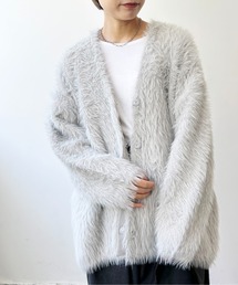 Meli rich | ファーライクジャガードニットコーディガン(カーディガン/ボレロ)