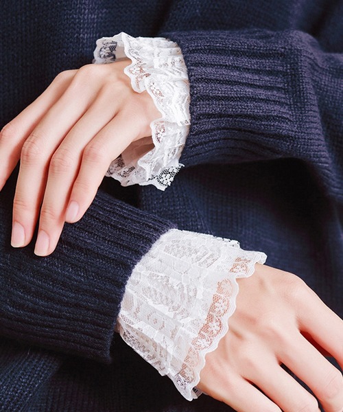 Felt-Maglietta(フェルトマリエッタ)の「フリルレース付け袖(アームカバー・レディース・ホワイト・FREE)」の4枚目の写真