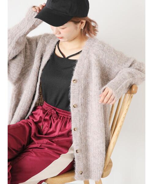 ehka sopo（エヘカソポ）の「メランジVネックカーディガン（カーディガン/ボレロ・レディース・パープル/グリーン/オレンジ/ラベンダー/モカ/イエロー・F）」の2枚目の写真