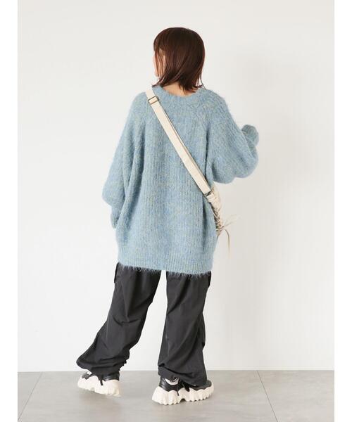 ehka sopo（エヘカソポ）の「メランジVネックカーディガン（カーディガン/ボレロ・レディース・パープル/グリーン/オレンジ/ラベンダー/モカ/イエロー・F）」の10枚目の写真