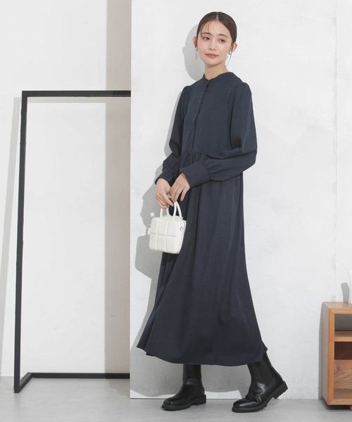 NANO universe（ナノユニバース）の「前後2wayウエストギャザーワンピース（ワンピース・レディース・オレンジ/ダークネイビー/ベージュ・FREE）」の2枚目の写真