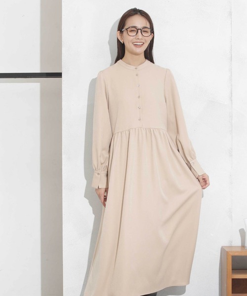 NANO universe（ナノユニバース）の「前後2wayウエストギャザーワンピース（ワンピース・レディース・オレンジ/ダークネイビー/ベージュ・FREE）」の6枚目の写真