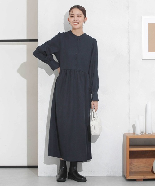 NANO universe（ナノユニバース）の「前後2wayウエストギャザーワンピース（ワンピース・レディース・オレンジ/ダークネイビー/ベージュ・FREE）」の22枚目の写真