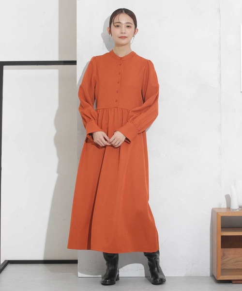 NANO universe（ナノユニバース）の「前後2wayウエストギャザーワンピース（ワンピース・レディース・オレンジ/ダークネイビー/ベージュ・FREE）」の11枚目の写真