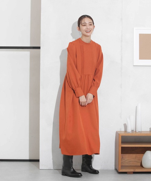 NANO universe（ナノユニバース）の「前後2wayウエストギャザーワンピース（ワンピース・レディース・オレンジ/ダークネイビー/ベージュ・FREE）」の13枚目の写真