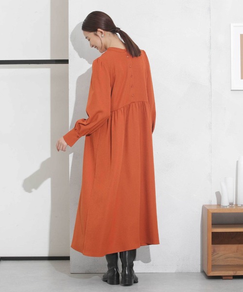 NANO universe（ナノユニバース）の「前後2wayウエストギャザーワンピース（ワンピース・レディース・オレンジ/ダークネイビー/ベージュ・FREE）」の14枚目の写真