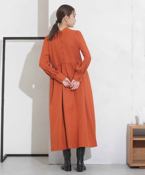 NANO universe（ナノユニバース）の「前後2wayウエストギャザーワンピース（ワンピース・レディース・オレンジ/ダークネイビー/ベージュ・FREE）」の15枚目の写真