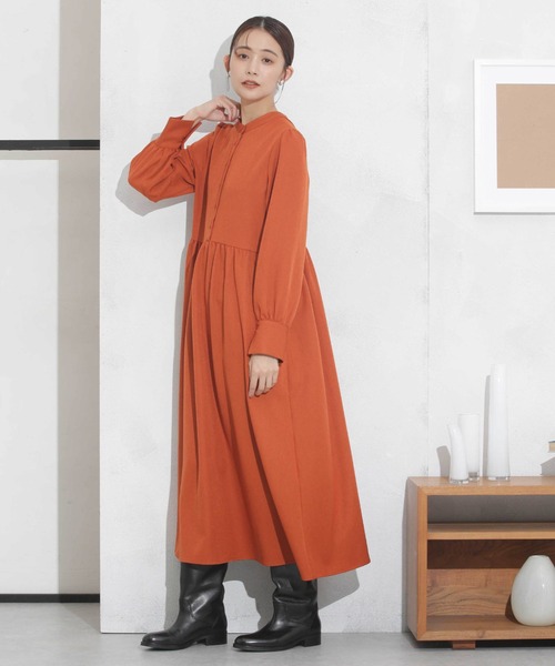 NANO universe（ナノユニバース）の「前後2wayウエストギャザーワンピース（ワンピース・レディース・オレンジ/ダークネイビー/ベージュ・FREE）」の16枚目の写真