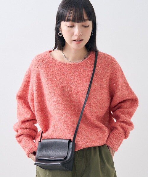 FREAK'S STORE（フリークスストア）の「ブークレ ラメ ニットプルオーバー（ニット/セーター・レディース・グレー/ブルーグリーン/オフホワイト/コーラルピンク・ﾌﾘ-）」の4枚目の写真