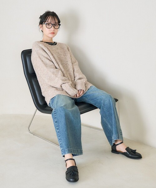 FREAK'S STORE（フリークスストア）の「ブークレ ラメ ニットプルオーバー（ニット/セーター・レディース・グレー/ブルーグリーン/オフホワイト/コーラルピンク・ﾌﾘ-）」の6枚目の写真