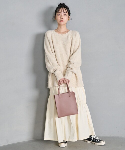 FREAK'S STORE（フリークスストア）の「ブークレ ラメ ニットプルオーバー（ニット/セーター・レディース・グレー/ブルーグリーン/オフホワイト/コーラルピンク・ﾌﾘ-）」の16枚目の写真