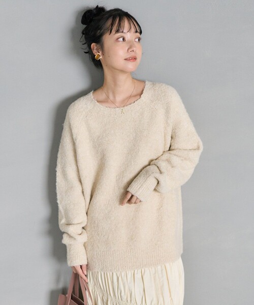 FREAK'S STORE（フリークスストア）の「ブークレ ラメ ニットプルオーバー（ニット/セーター・レディース・グレー/ブルーグリーン/オフホワイト/コーラルピンク・ﾌﾘ-）」の20枚目の写真