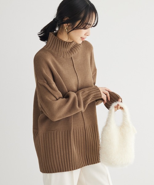 Green　Parks（グリーンパークス）の「洗える　バックスリットニットプルオーバー（ニット/セーター・レディース・アイボリー/その他7/ブラウン/チャコールグレー/イエロー/グリーン・FREE）」の4枚目の写真