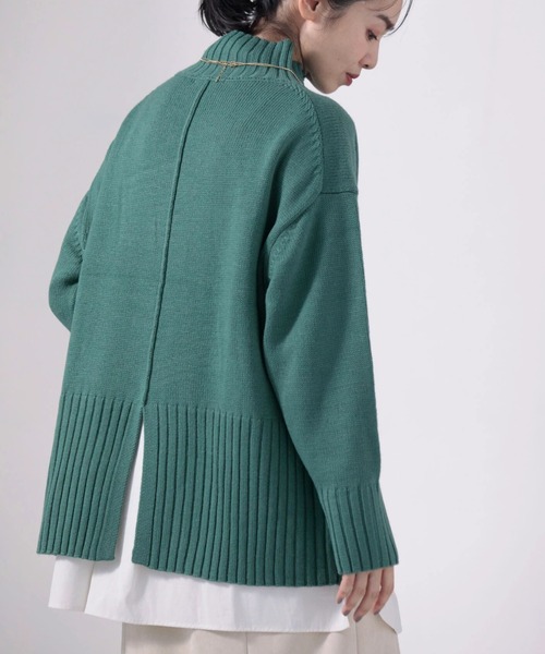 Green　Parks（グリーンパークス）の「洗える　バックスリットニットプルオーバー（ニット/セーター・レディース・アイボリー/その他7/ブラウン/チャコールグレー/イエロー/グリーン・FREE）」の5枚目の写真