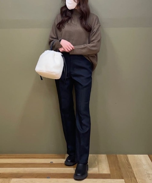 Green　Parks（グリーンパークス）の「洗える　バックスリットニットプルオーバー（ニット/セーター・レディース・アイボリー/その他7/ブラウン/チャコールグレー/イエロー/グリーン・FREE）」の7枚目の写真