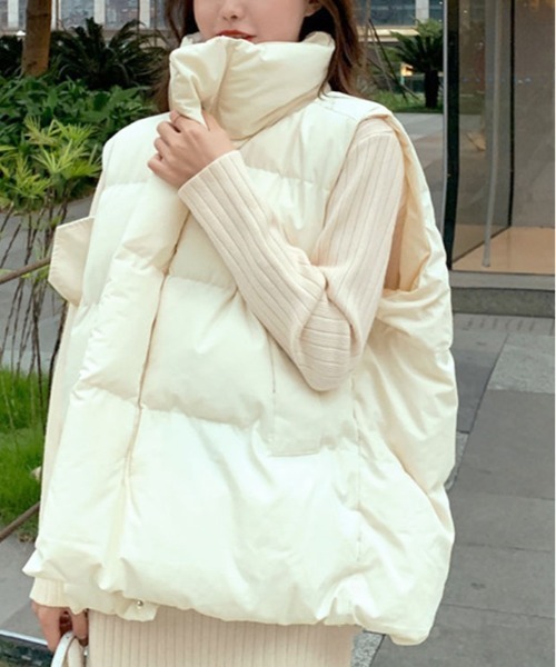 kirakiraShop(キラキラショップ)の「スタンドネック 中綿 ベスト(ダウンベスト・レディース・ブラック/ホワイト・S/M/L/XL)」の6枚目の写真