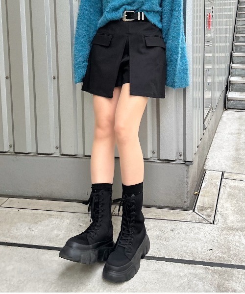 PAGEBOY（ページボーイ）の「レイヤードスカートショートパンツ（その他パンツ・レディース・ブラック/グレー・FREE）」の2枚目の写真