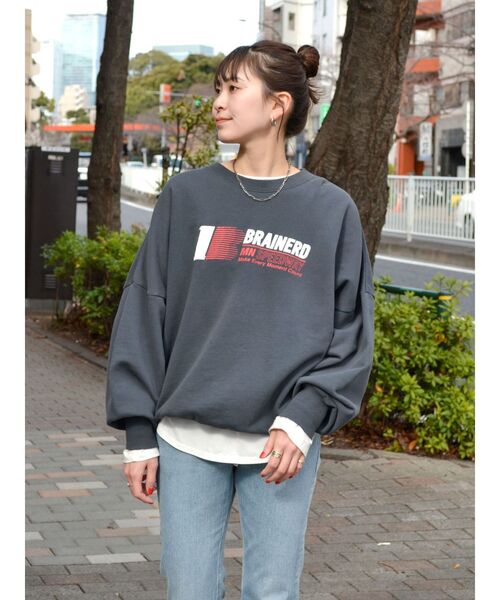ungrid NCU ルーズシルエットロゴ スウェット チャコールグレー ungrid NCU ルーズシルエットロゴ スウェット チャコールグレー