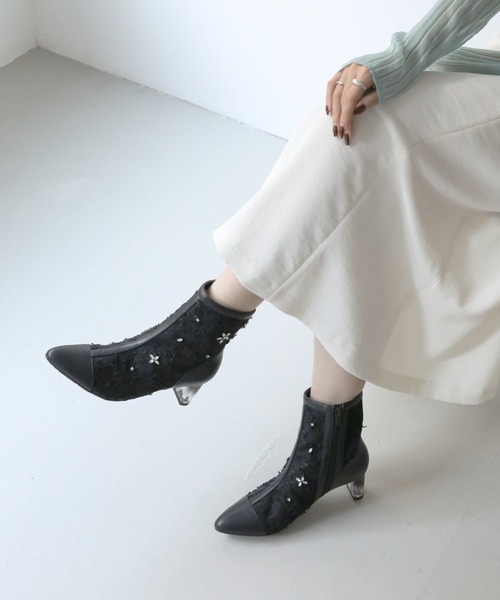 JELLY BEANS(ジェリービーンズ)の「シアービジューショートブーツ(204-32944)JELLY BEANS(ジェリービーンズ)(ブーツ・レディース・ブラック/アイボリー/ピンクベージュ・M/S/L)」の20枚目の写真