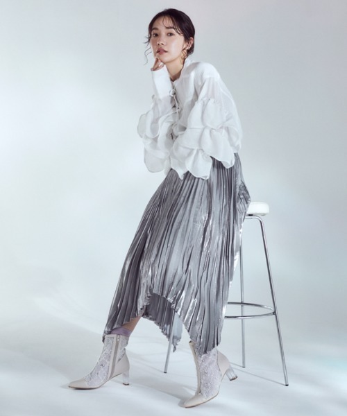 JELLY BEANS(ジェリービーンズ)の「シアービジューショートブーツ(204-32944)JELLY BEANS(ジェリービーンズ)(ブーツ・レディース・ブラック/アイボリー/ピンクベージュ・M/S/L)」の6枚目の写真