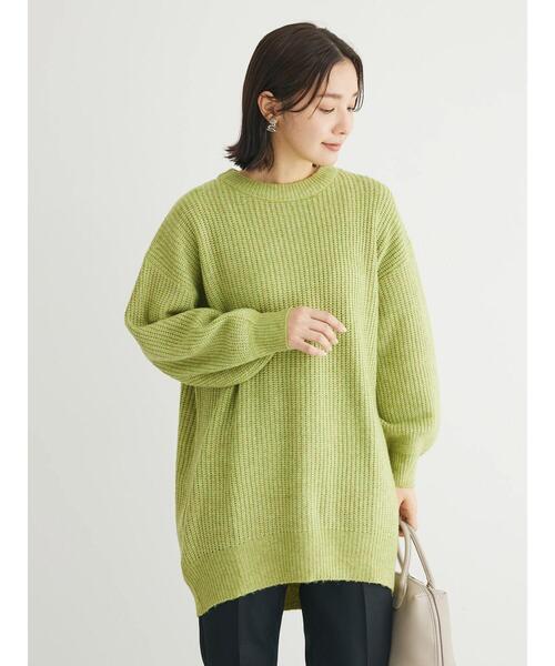 Green Parks(グリーンパークス)の「MIX畦ニットチュニック(チュニック・レディース・ベージュ/グリーン/グレー/パープル・FREE)」の8枚目の写真