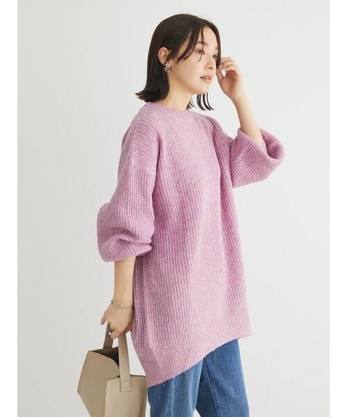 Green Parks(グリーンパークス)の「MIX畦ニットチュニック(チュニック・レディース・ベージュ/グリーン/グレー/パープル・FREE)」の9枚目の写真