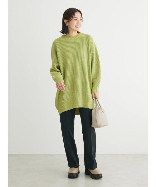 Green Parks(グリーンパークス)の「MIX畦ニットチュニック(チュニック・レディース・ベージュ/グリーン/グレー/パープル・FREE)」の10枚目の写真