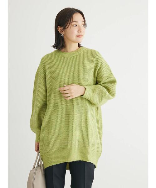 Green Parks(グリーンパークス)の「MIX畦ニットチュニック(チュニック・レディース・ベージュ/グリーン/グレー/パープル・FREE)」の13枚目の写真