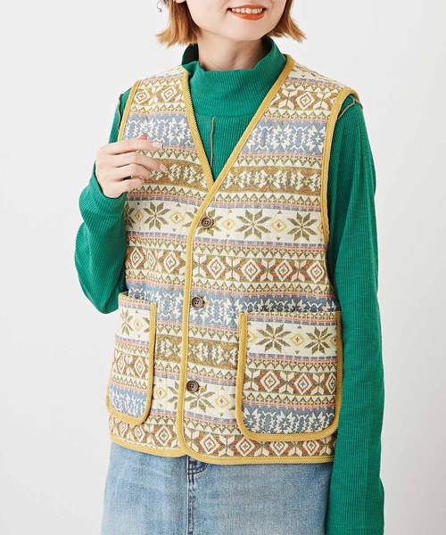 CUBE SUGAR（キューブシュガー）の「リブ配色メロウステッチタートルネックプルオーバー（Tシャツ/カットソー・レディース・イエロー/グリーン/ブラック/モカ・M）」の4枚目の写真