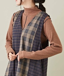 CUBE SUGAR | リブ配色メロウステッチタートルネックプルオーバー(Tシャツ/カットソー)