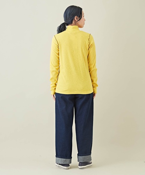 CUBE SUGAR（キューブシュガー）の「リブ配色メロウステッチタートルネックプルオーバー（Tシャツ/カットソー・レディース・イエロー/グリーン/ブラック/モカ・M）」の19枚目の写真