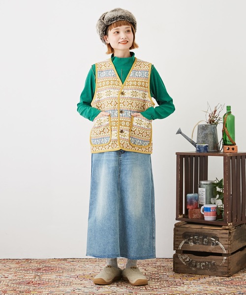 CUBE SUGAR（キューブシュガー）の「リブ配色メロウステッチタートルネックプルオーバー（Tシャツ/カットソー・レディース・イエロー/グリーン/ブラック/モカ・M）」の20枚目の写真